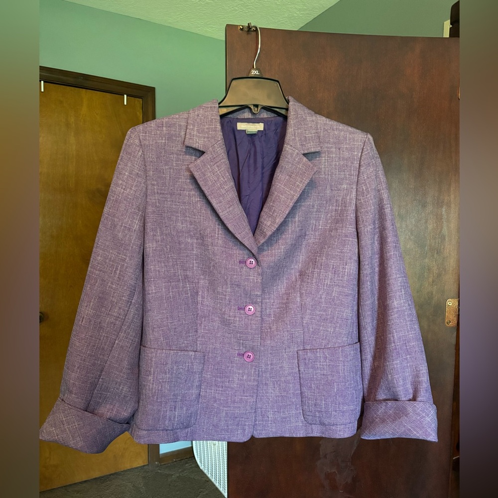 Investments Purple Blazer with Notched Lapels and Pockets